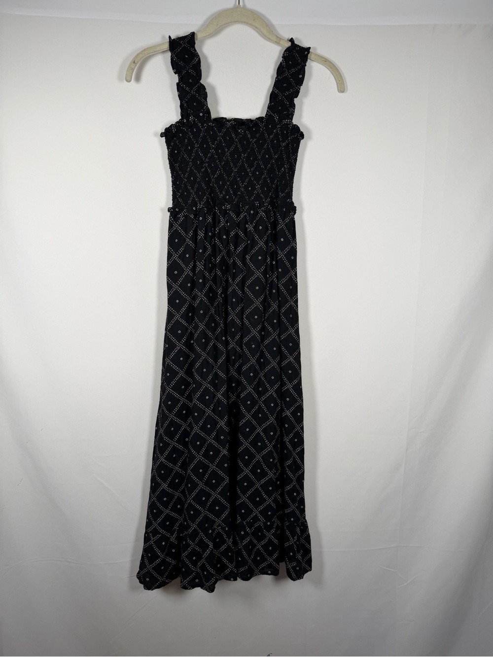 Rails Rumi Black Geometric Smocked Midi Dress - boho, Cottagecore